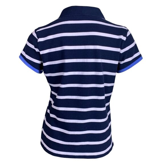 IZOD Women's Striped Cotton Short Sleeve Polo Golf Shirt Sz L #332F - Picture 5 of 15
